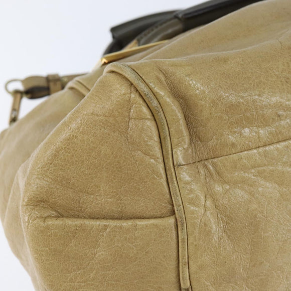 Chloe Etel Hand Bag Leather 2way Beige Gold Auth BA7364