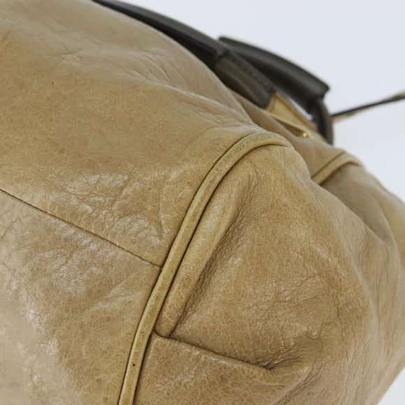 Chloe Etel Hand Bag Leather 2way Beige Gold Auth BA7364