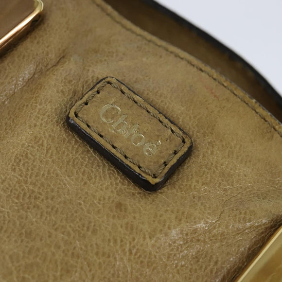Chloe Etel Hand Bag Leather 2way Beige Gold Auth BA7364