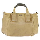 Chloe Etel Hand Bag Leather 2way Beige Gold Auth BA7364-13
