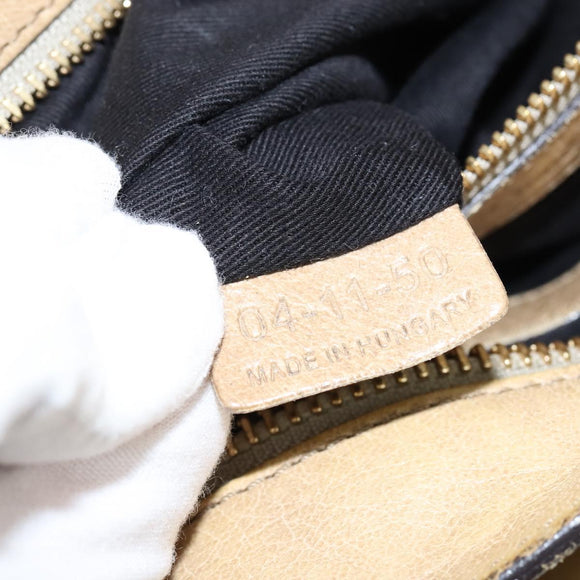 Chloe Etel Hand Bag Leather 2way Beige Gold Auth BA7364