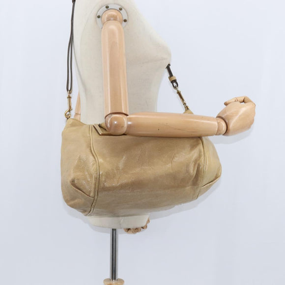 Chloe Etel Hand Bag Leather 2way Beige Gold Auth BA7364