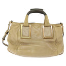 Chloe Etel Hand Bag Leather 2way Beige Gold Auth BA7364-2