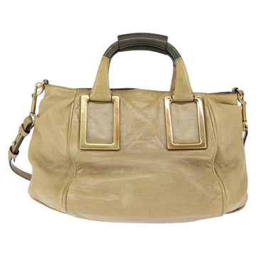 Chloe Etel Hand Bag Leather 2way Beige Gold Auth BA7364 - 0
