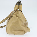 Chloe Etel Hand Bag Leather 2way Beige Gold Auth BA7364-3