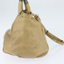 Chloe Etel Hand Bag Leather 2way Beige Gold Auth BA7364-4