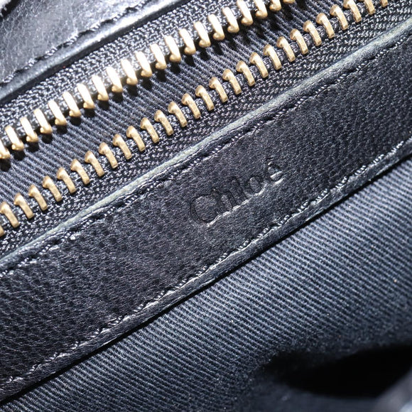 Chloe Etel Hand Bag Leather 2way Black Gold Auth BA7365