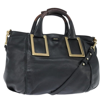 Chloe Etel Hand Bag Leather 2way Black Gold Auth BA7365