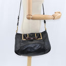 Chloe Etel Hand Bag Leather 2way Black Gold Auth BA7365-23