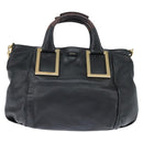 Chloe Etel Hand Bag Leather 2way Black Gold Auth BA7365-13