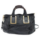 Chloe Etel Hand Bag Leather 2way Black Gold Auth BA7365-2