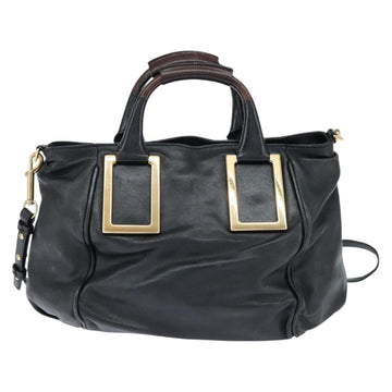 Chloe Etel Hand Bag Leather 2way Black Gold Auth BA7365 - 0