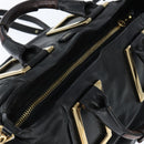 Chloe Etel Hand Bag Leather 2way Black Gold Auth BA7365-6