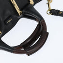 Chloe Etel Hand Bag Leather 2way Black Gold Auth BA7365-7