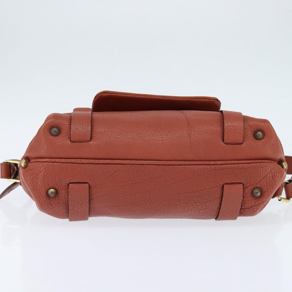 Chloe Hand Bag Leather 2way Orange Gold Auth BA7366