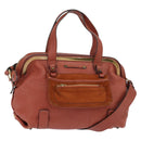 Chloe Hand Bag Leather 2way Orange Gold Auth BA7366-1
