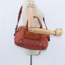 Chloe Hand Bag Leather 2way Orange Gold Auth BA7366-23