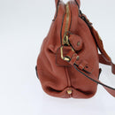 Chloe Hand Bag Leather 2way Orange Gold Auth BA7366-3