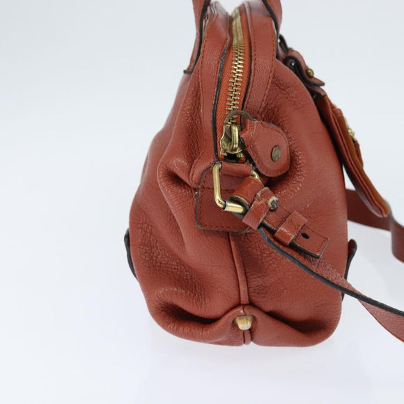 Chloe Hand Bag Leather 2way Orange Gold Auth BA7366