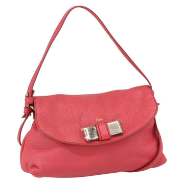 Chloe Lily Hand Bag Leather 2way Pink Silver Auth BA7367V