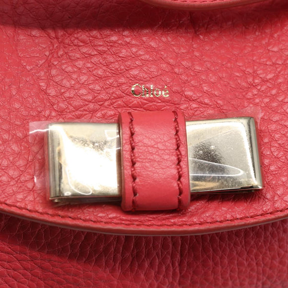 Chloe Lily Hand Bag Leather 2way Pink Silver Auth BA7367V