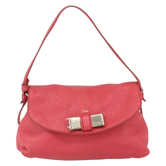 Chloe Lily Hand Bag Leather 2way Pink Silver Auth BA7367V