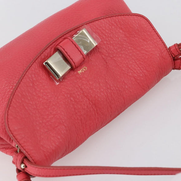 Chloe Lily Hand Bag Leather 2way Pink Silver Auth BA7367V