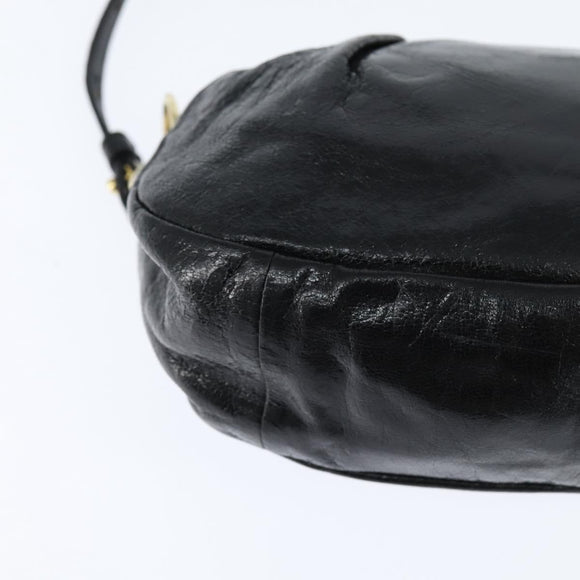 Chloe Hand Bag Leather 2way Black Gold Auth BA7369