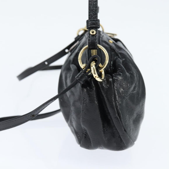Chloe Hand Bag Leather 2way Black Gold Auth BA7369