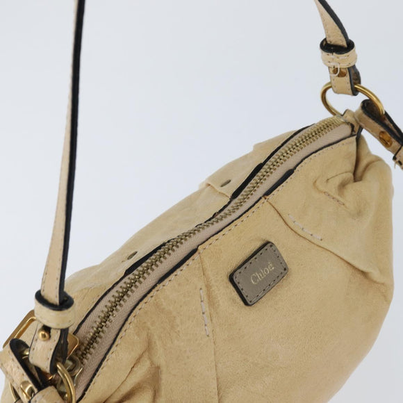 Chloe Hand Bag Leather 2way Beige Gold Auth BA7370