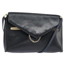 Chloe Shoulder Bag Leather Navy Gold Auth BA7371-1