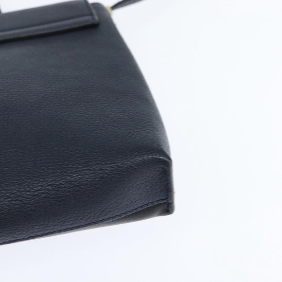 Chloe Shoulder Bag Leather Navy Gold Auth BA7371