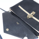 Chloe Shoulder Bag Leather Navy Gold Auth BA7371-10