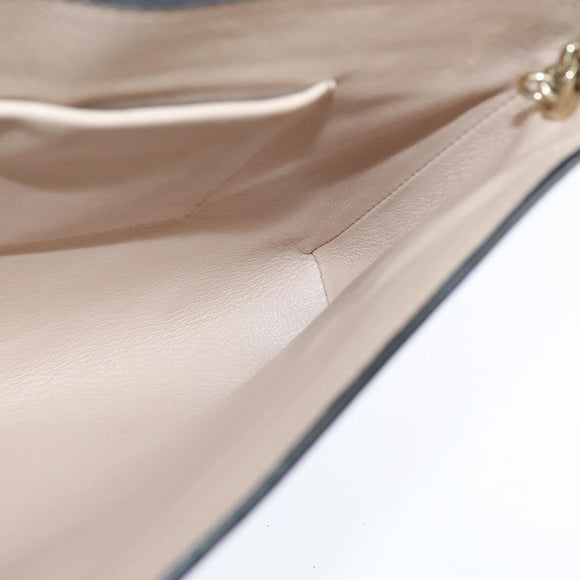 Chloe Shoulder Bag Leather Navy Gold Auth BA7371