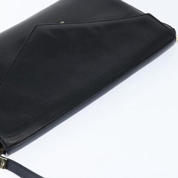 Chloe Shoulder Bag Leather Navy Gold Auth BA7371