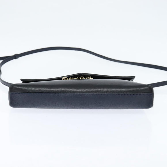 Chloe Shoulder Bag Leather Navy Gold Auth BA7371