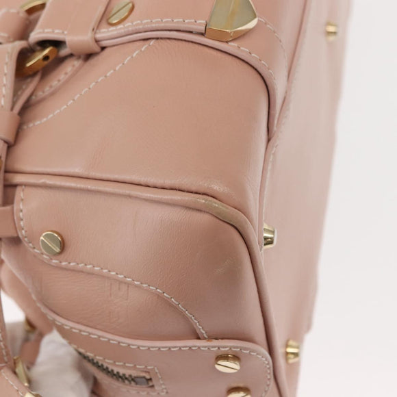 VERSACE Hand Bag Leather Pink Gold Auth BA7372