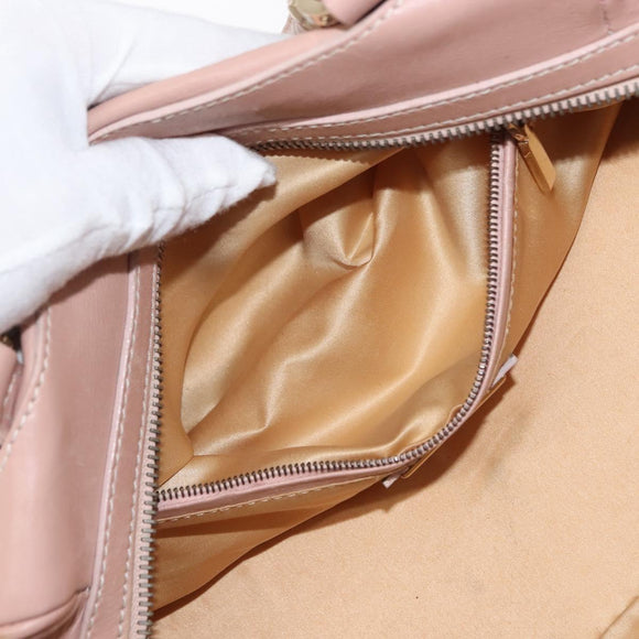 VERSACE Hand Bag Leather Pink Gold Auth BA7372