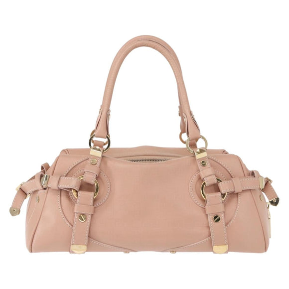 VERSACE Hand Bag Leather Pink Gold Auth BA7372
