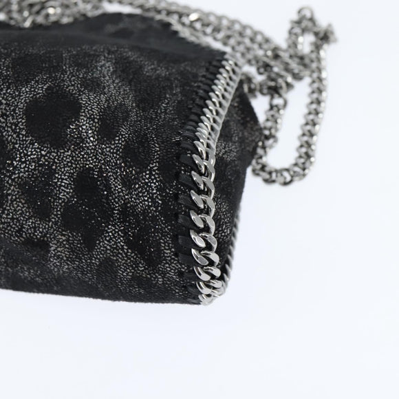 Stella MacCartney Chain Falabella Bag polyester Black Silver 391698 Auth BA7373