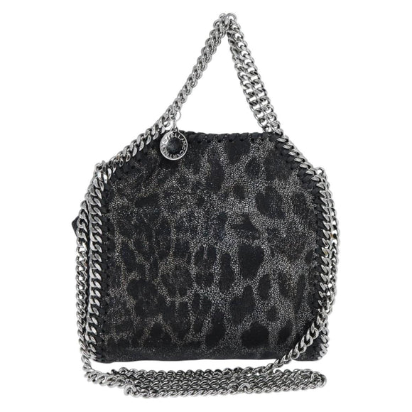 Stella MacCartney Chain Falabella Bag polyester Black Silver 391698 Auth BA7373