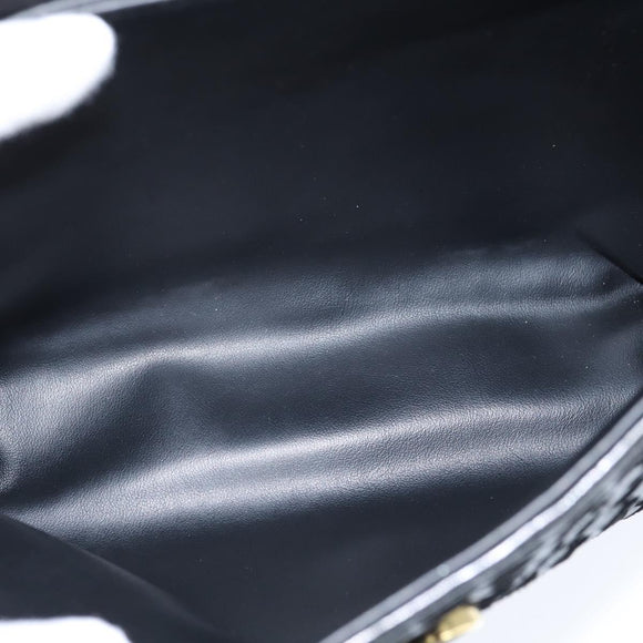 BALLY Hand Bag Leather Black Gold Auth BA7374