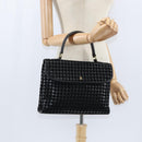 BALLY Hand Bag Leather Black Gold Auth BA7374-22