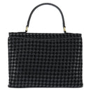 BALLY Hand Bag Leather Black Gold Auth BA7374-2