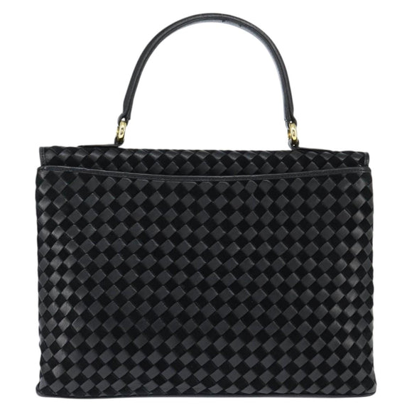 BALLY Hand Bag Leather Black Gold Auth BA7374