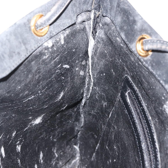 LOEWE Anagram Tote Bag Leather Black Gold Auth BA7376