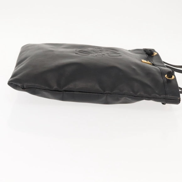 LOEWE Anagram Tote Bag Leather Black Gold Auth BA7376