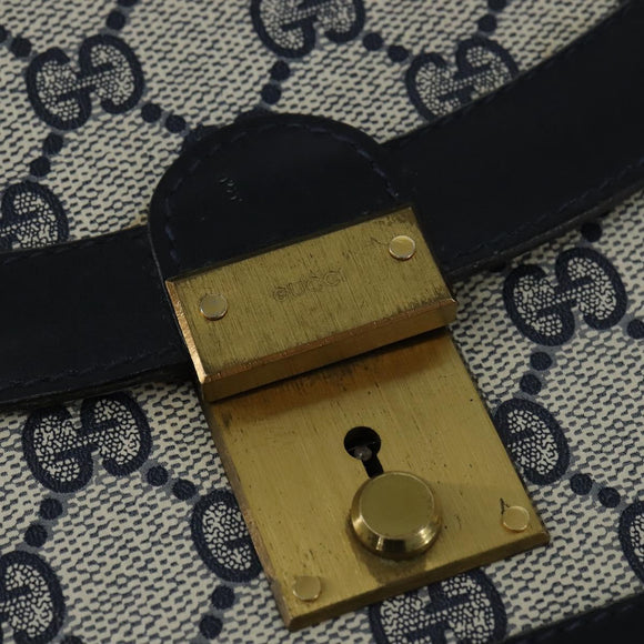 GUCCI GG Supreme Shoulder Bag PVC Navy Gold Auth BA7379
