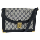 GUCCI GG Supreme Shoulder Bag PVC Navy Gold Auth BA7379-1