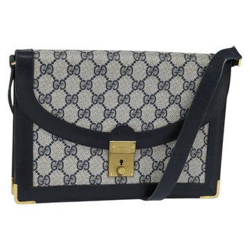 GUCCI GG Supreme Shoulder Bag PVC Navy Gold Auth BA7379